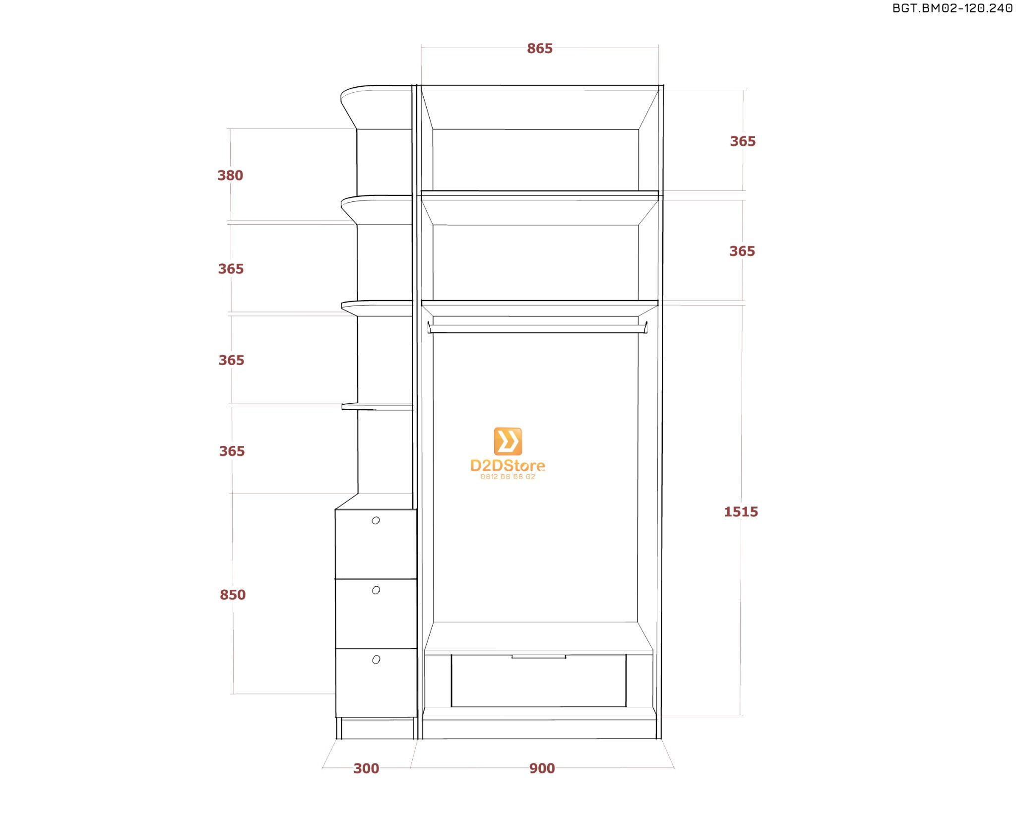  Bộ giường tủ phòng ngủ bố mẹ BGT.BM02-120.240 