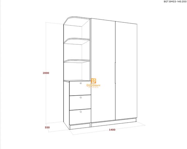 Bộ giường tủ phòng ngủ bố mẹ BGT.BM03-140.200