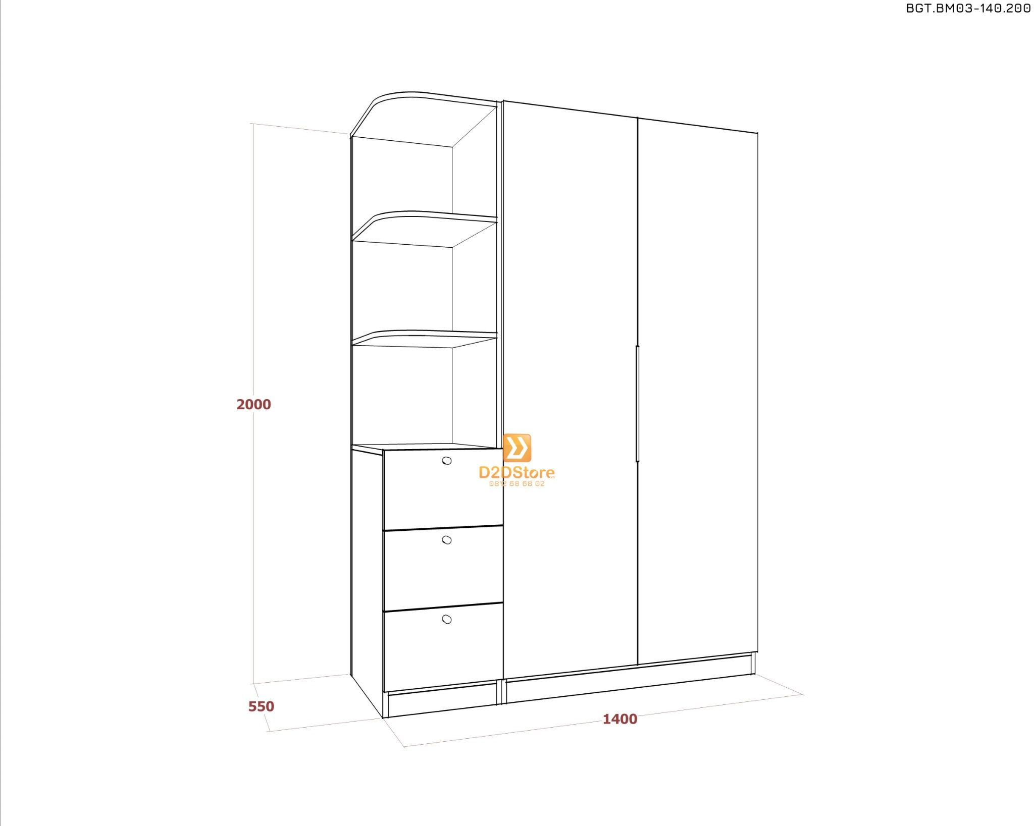  Bộ giường tủ phòng ngủ bố mẹ BGT.BM03-140.200 