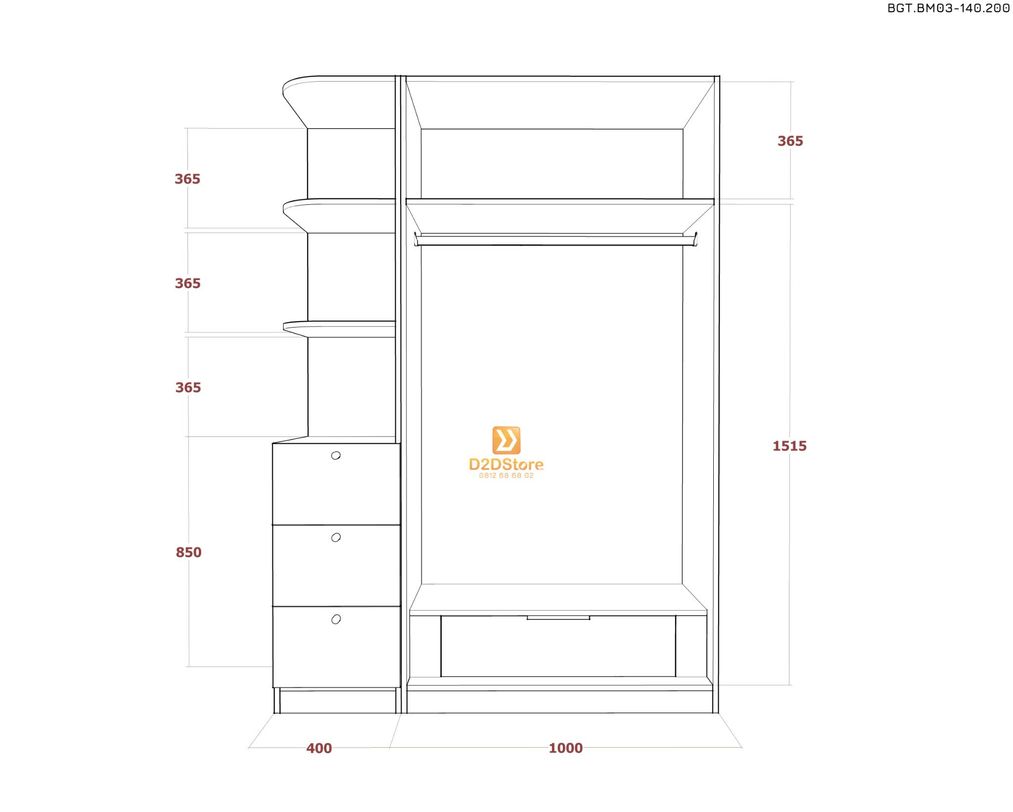  Bộ giường tủ phòng ngủ bố mẹ BGT.BM03-140.200 