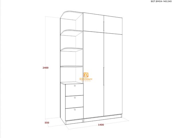 Bộ giường tủ phòng ngủ bố mẹ BGT.BM04-140.240