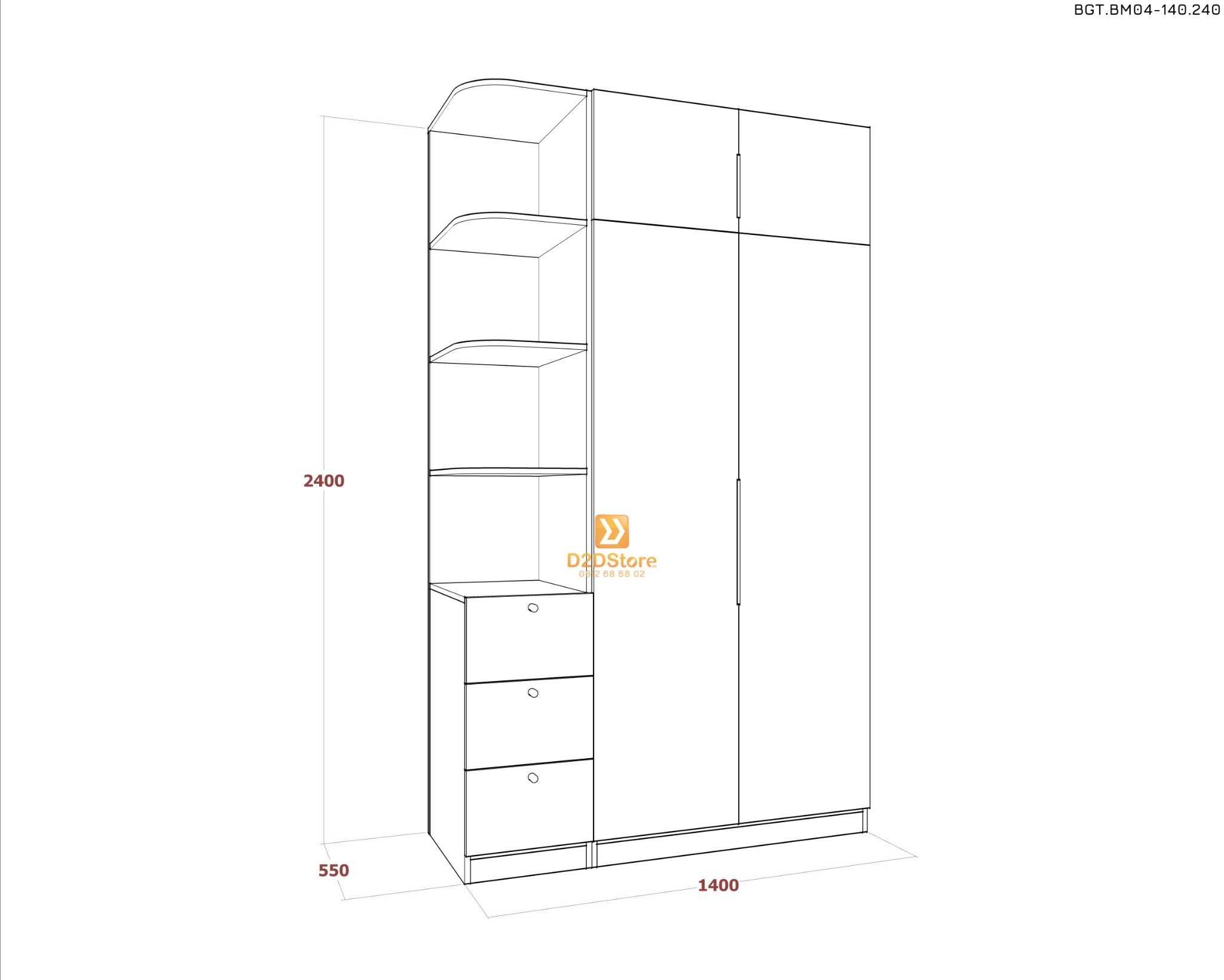  Bộ giường tủ phòng ngủ bố mẹ BGT.BM04-140.240 