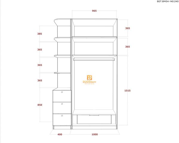 Bộ giường tủ phòng ngủ bố mẹ BGT.BM04-140.240