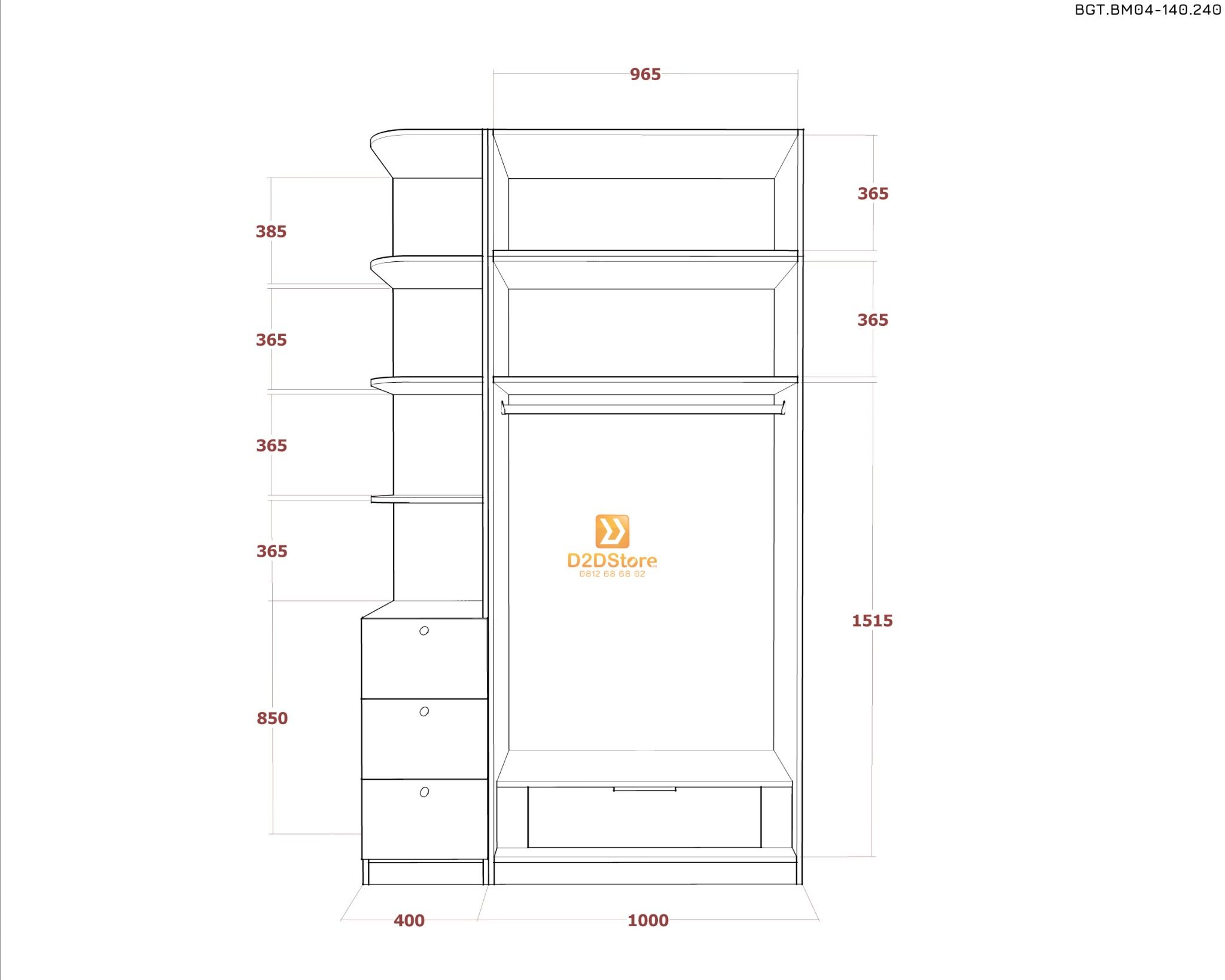  Bộ giường tủ phòng ngủ bố mẹ BGT.BM04-140.240 