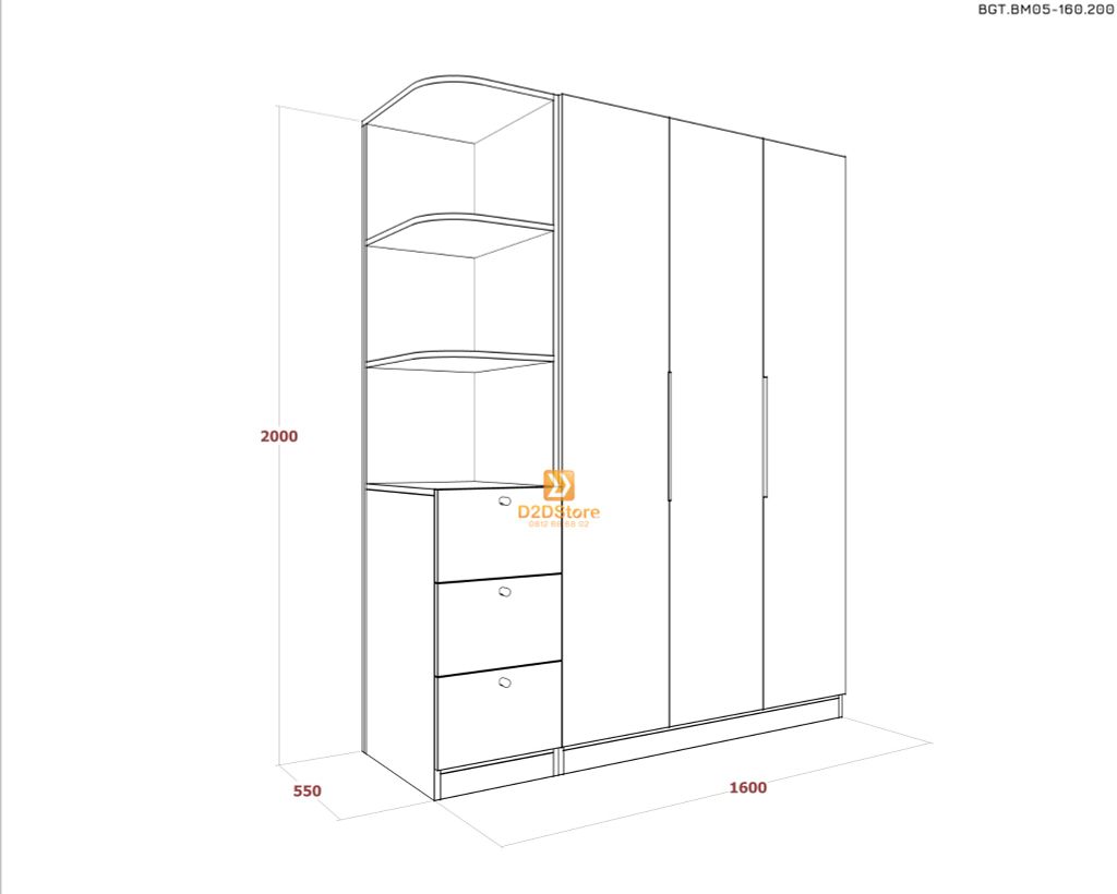 Bộ giường tủ phòng ngủ bố mẹ BGT.BM05-160.200