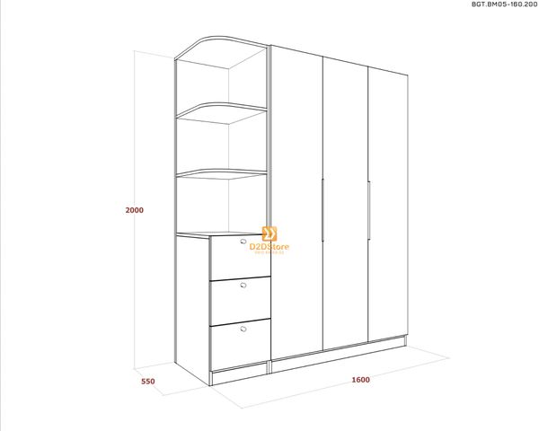 Bộ giường tủ phòng ngủ bố mẹ BGT.BM05-160.200