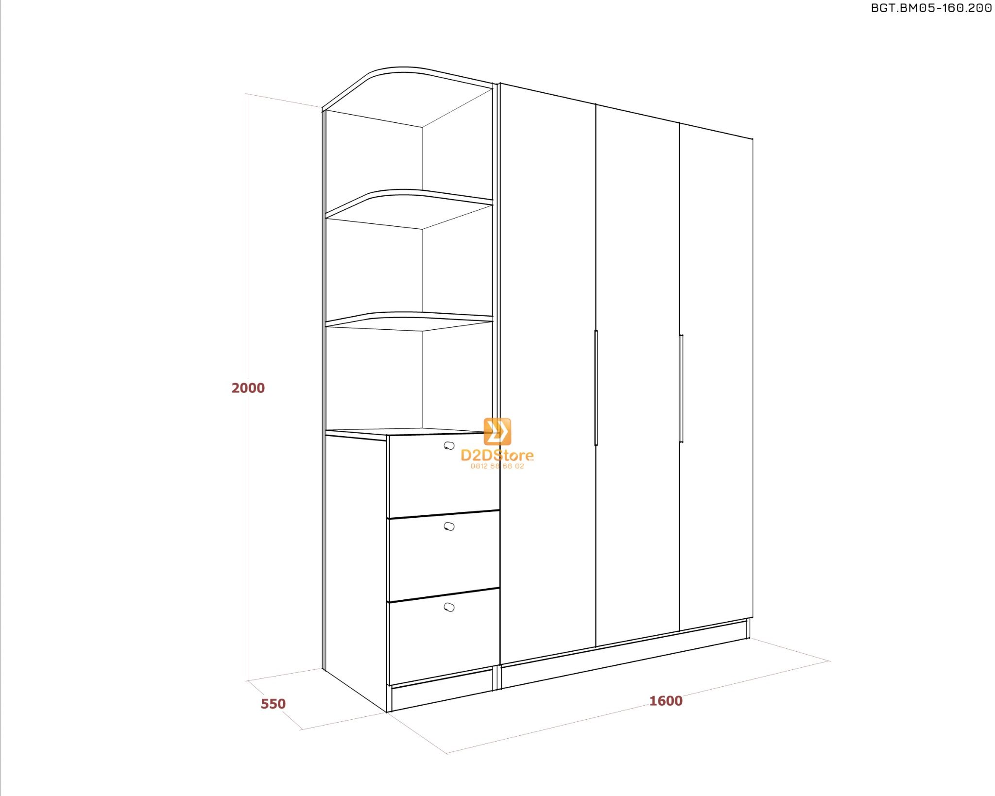  Bộ giường tủ phòng ngủ bố mẹ BGT.BM05-160.200 