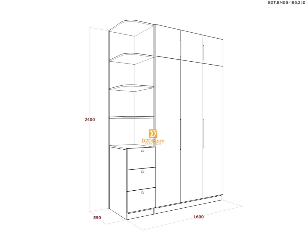 Bộ giường tủ phòng ngủ bố mẹ BGT.BM06-160.240