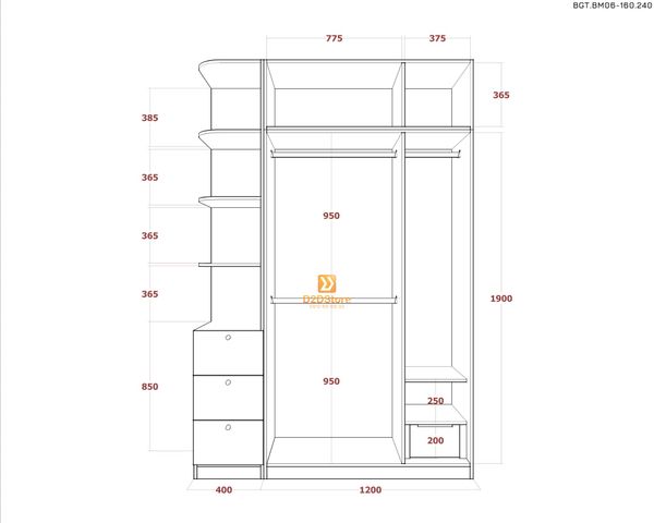 Bộ giường tủ phòng ngủ bố mẹ BGT.BM06-160.240
