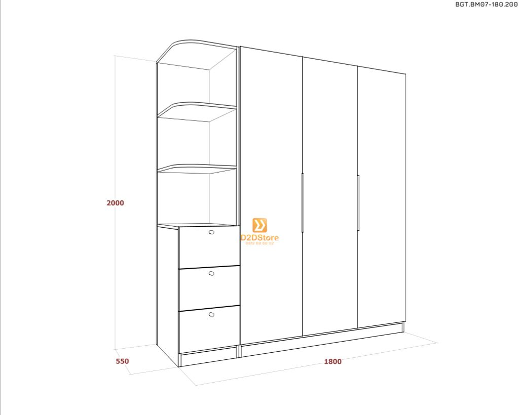 Bộ giường tủ phòng ngủ bố mẹ BGT.BM07-180.200