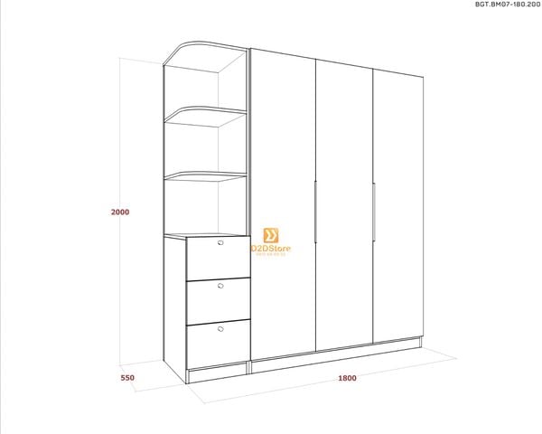Bộ giường tủ phòng ngủ bố mẹ BGT.BM07-180.200