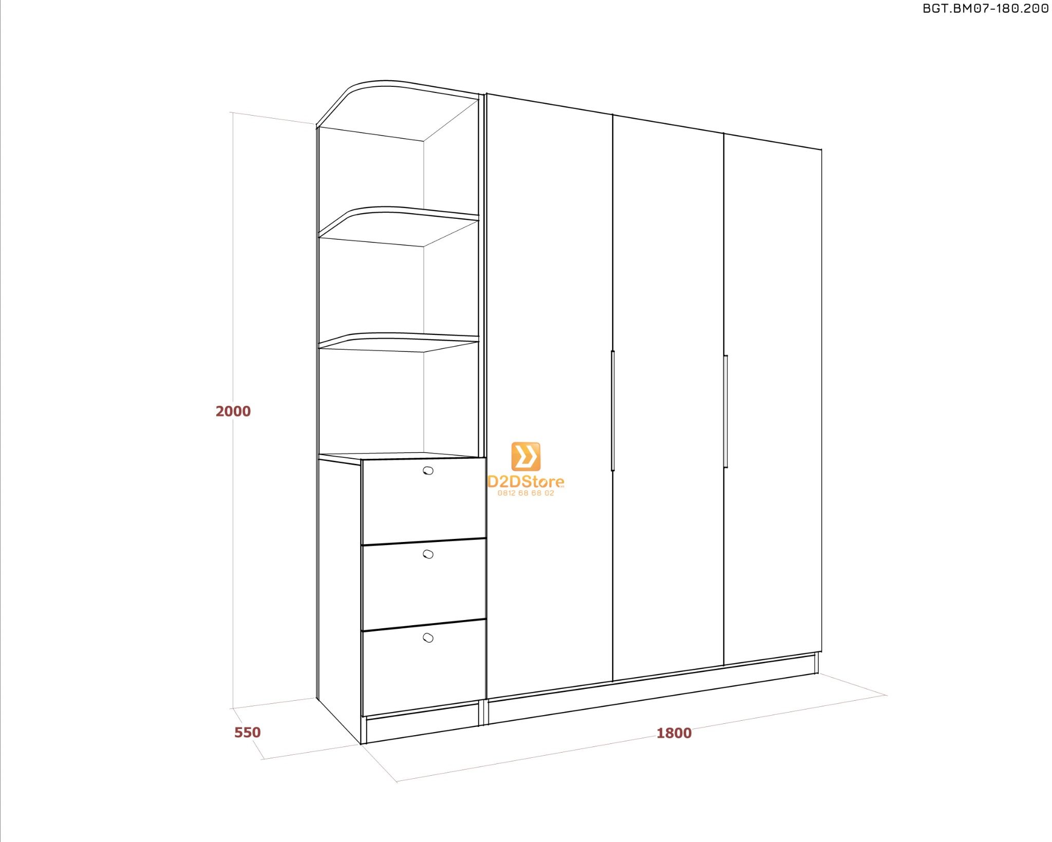 Bộ giường tủ phòng ngủ bố mẹ BGT.BM07-180.200 