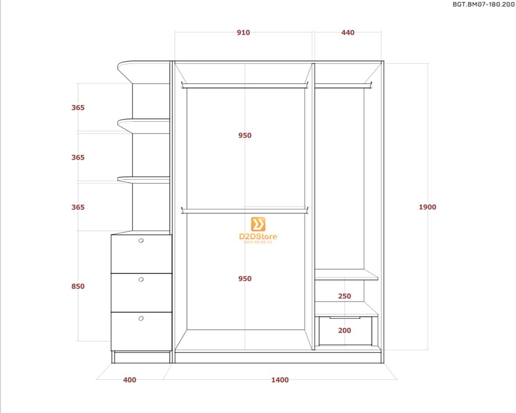 Bộ giường tủ phòng ngủ bố mẹ BGT.BM07-180.200