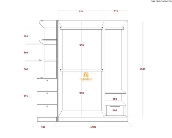 Bộ giường tủ phòng ngủ bố mẹ BGT.BM07-180.200