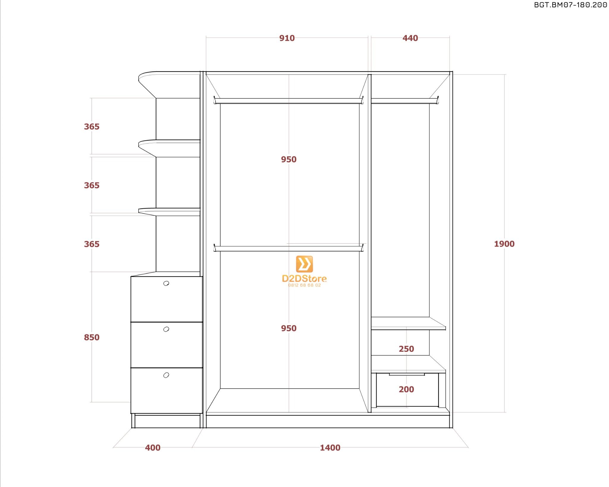  Bộ giường tủ phòng ngủ bố mẹ BGT.BM07-180.200 