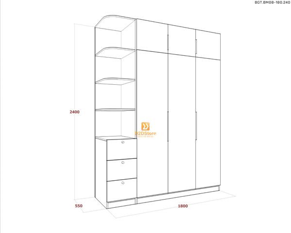 Bộ giường tủ phòng ngủ bố mẹ BGT.BM08-180.240