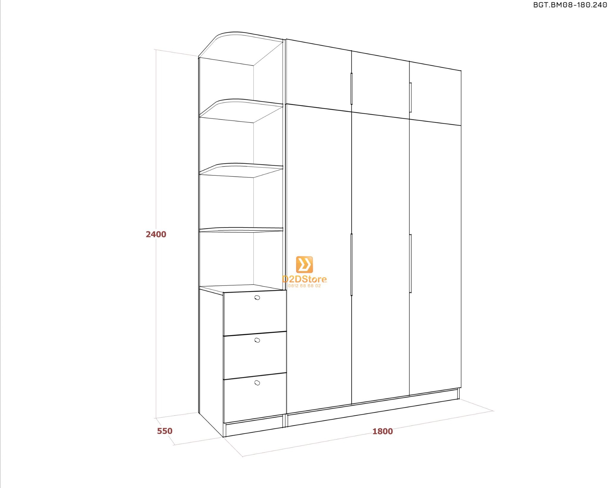  Bộ giường tủ phòng ngủ bố mẹ BGT.BM08-180.240 
