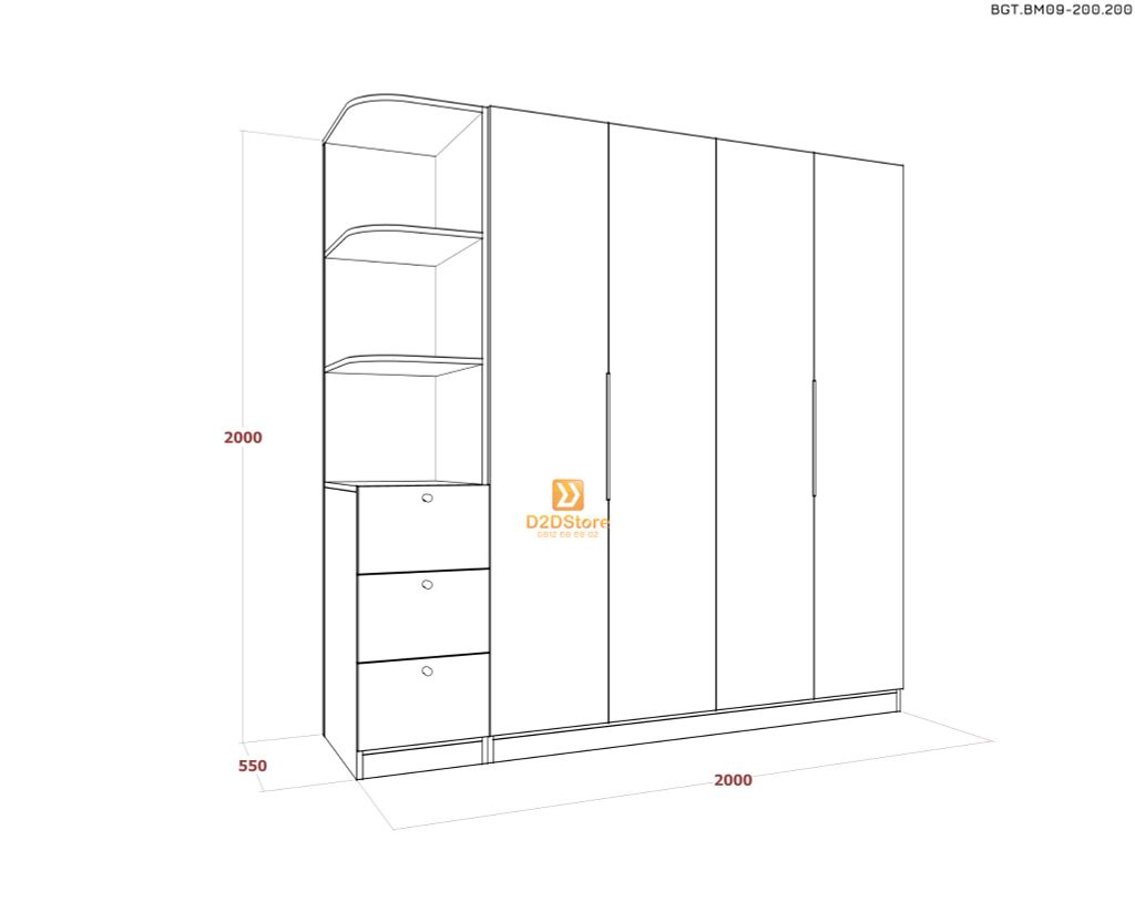 Bộ giường tủ phòng ngủ bố mẹ BGT.BM09-200.200