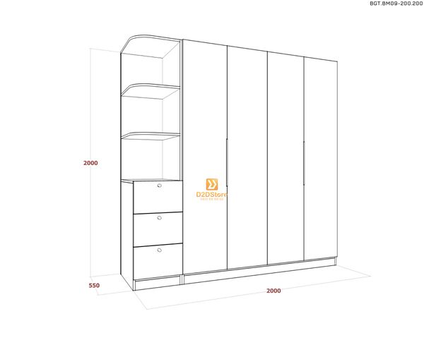 Bộ giường tủ phòng ngủ bố mẹ BGT.BM09-200.200