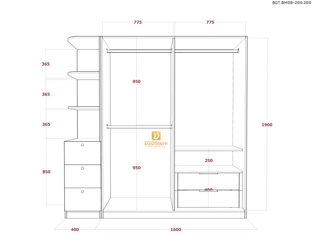 Bộ giường tủ phòng ngủ bố mẹ BGT.BM09-200.200