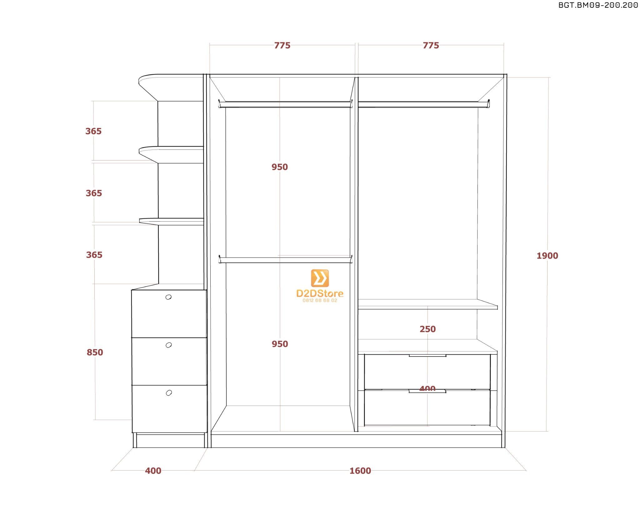  Bộ giường tủ phòng ngủ bố mẹ BGT.BM09-200.200 