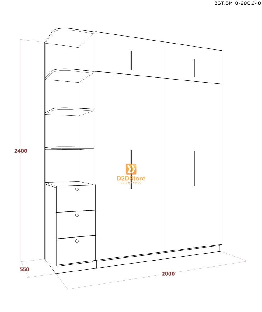 Bộ giường tủ phòng ngủ bố mẹ BGT.BM10-200.240