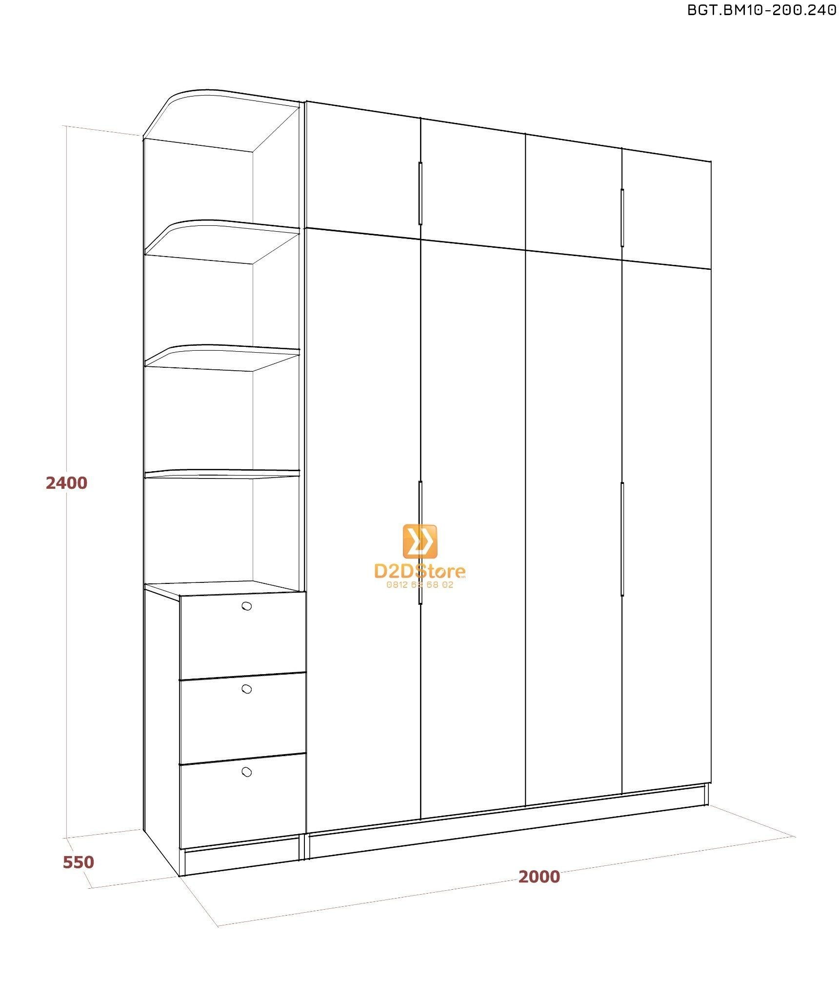  Bộ giường tủ phòng ngủ bố mẹ BGT.BM10-200.240 