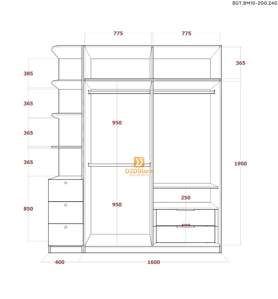 Bộ giường tủ phòng ngủ bố mẹ BGT.BM10-200.240