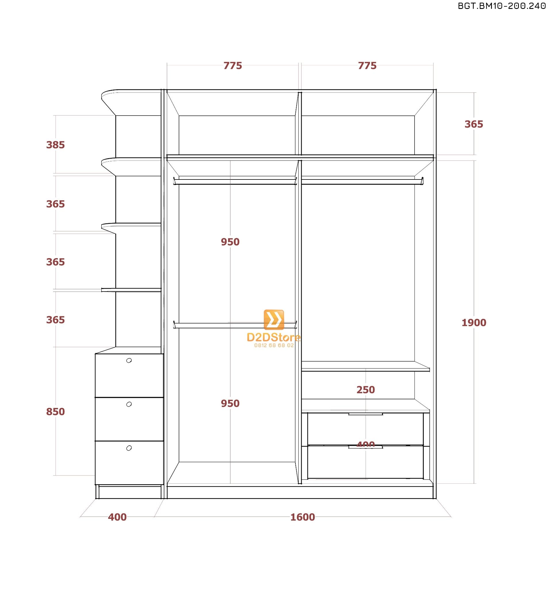  Bộ giường tủ phòng ngủ bố mẹ BGT.BM10-200.240 