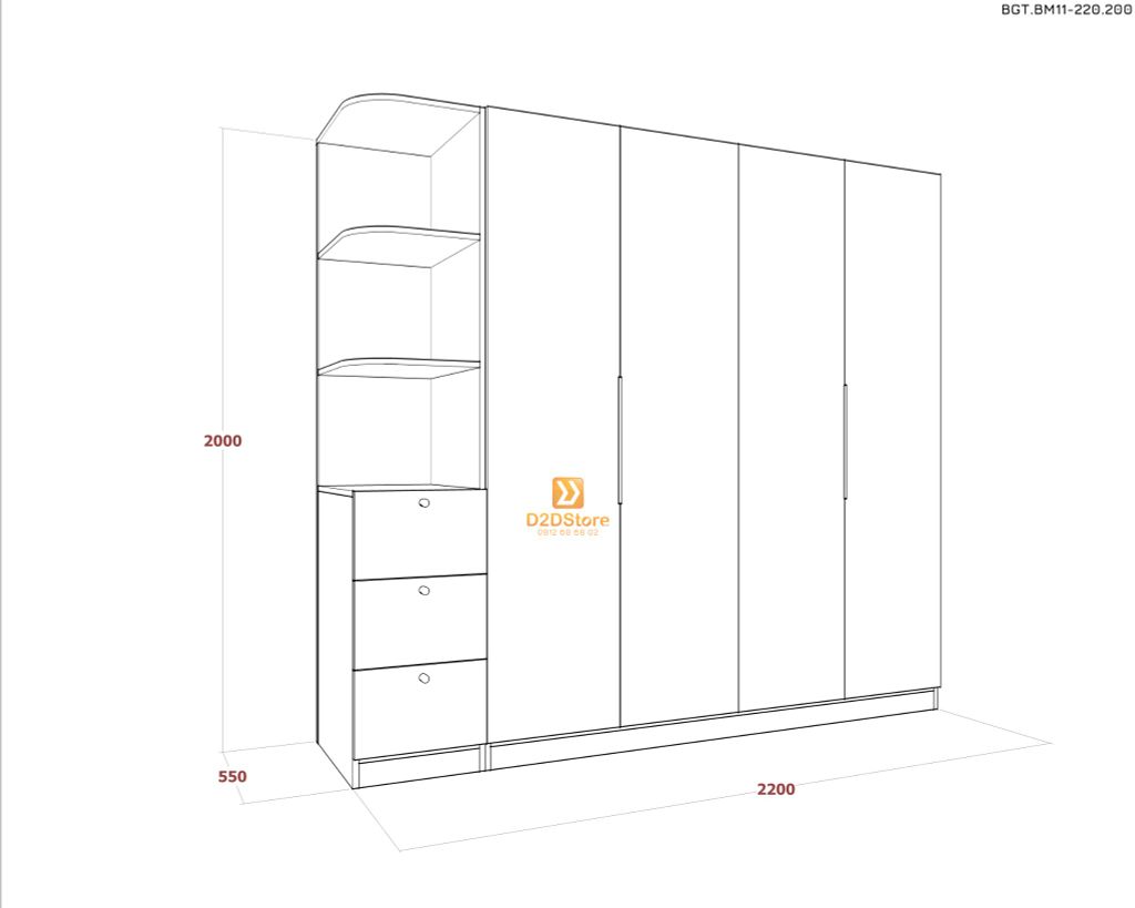 Bộ giường tủ phòng ngủ bố mẹ BGT.BM11-220.200