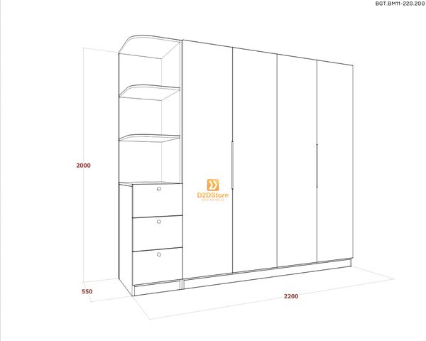 Bộ giường tủ phòng ngủ bố mẹ BGT.BM11-220.200