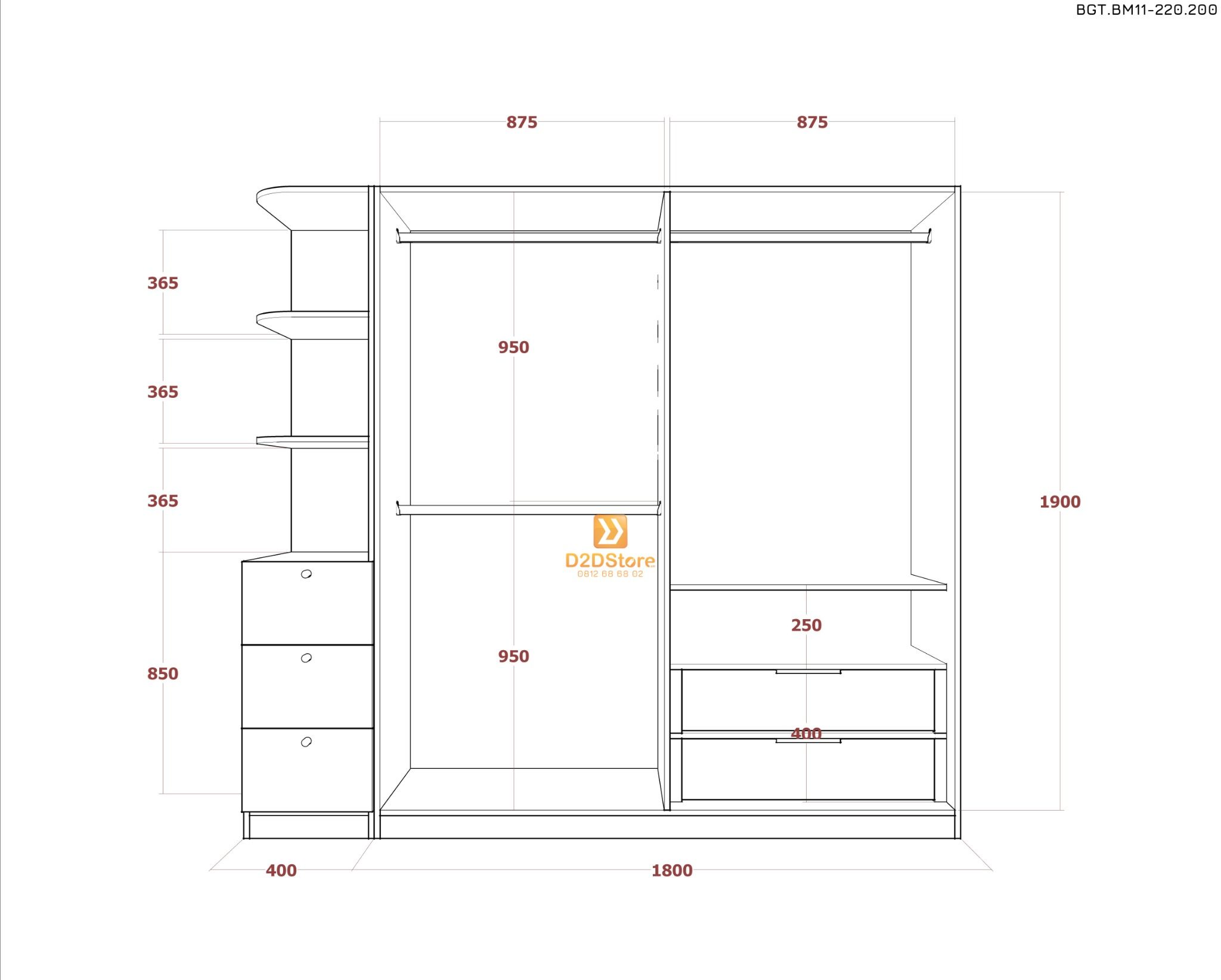  Bộ giường tủ phòng ngủ bố mẹ BGT.BM11-220.200 