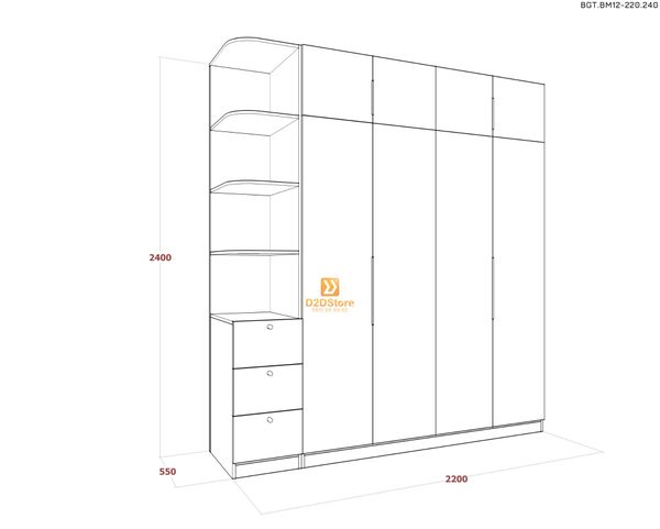 Bộ giường tủ phòng ngủ bố mẹ BGT.BM12-220.240
