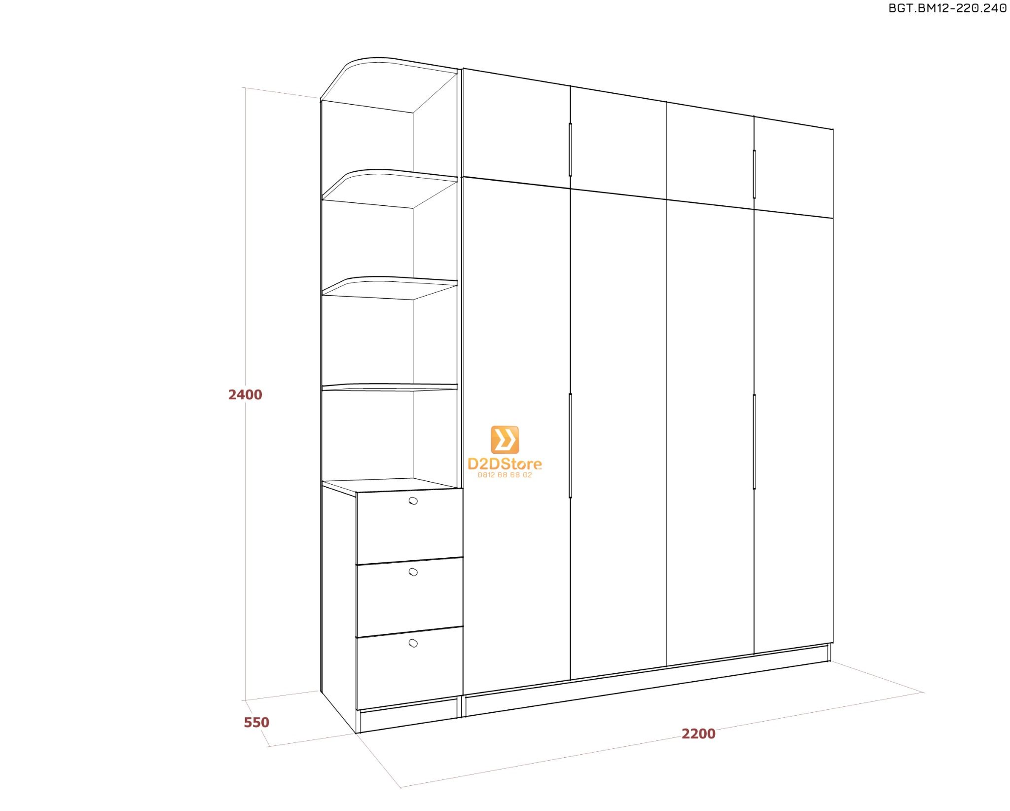  Bộ giường tủ phòng ngủ bố mẹ BGT.BM12-220.240 