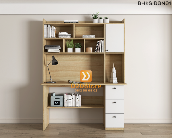 Bàn học đơn cho bé có kệ sách BHKS.DON01