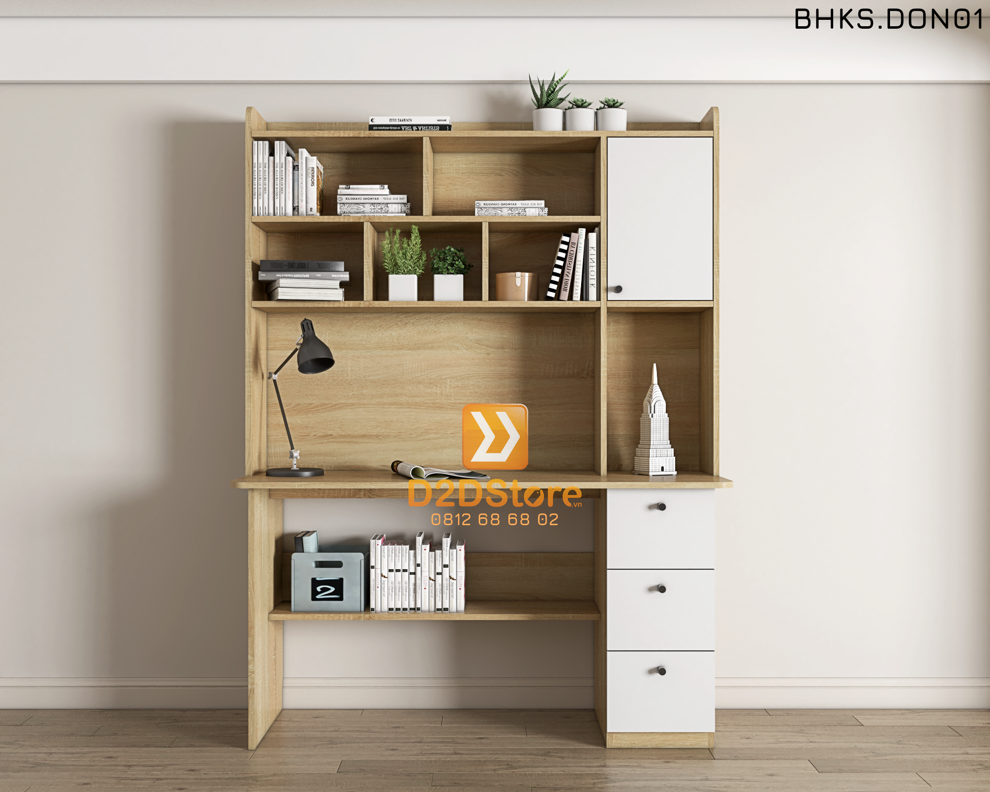  Bàn học đơn cho bé có kệ sách BHKS.DON01 