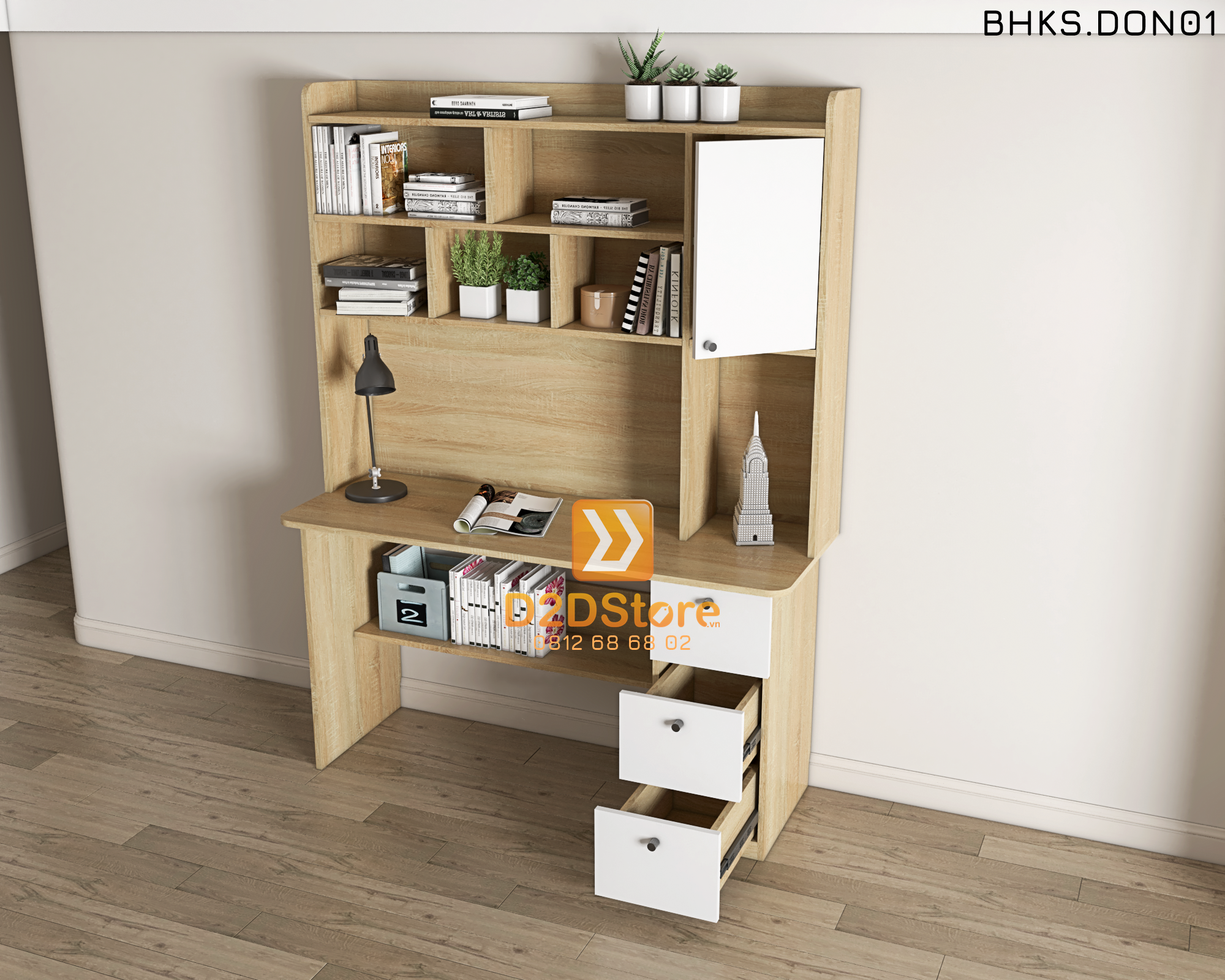  Bàn học đơn cho bé có kệ sách BHKS.DON01 