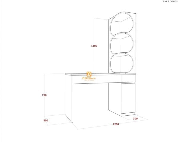 Bàn học đơn cho bé có kệ sách BHKS.DON02