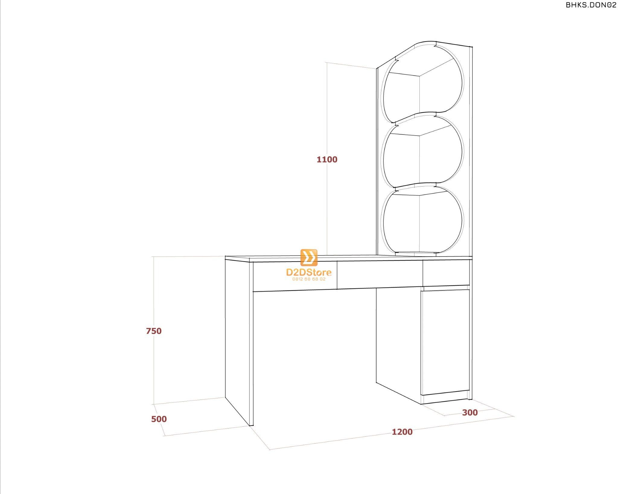  Bàn học đơn cho bé có kệ sách BHKS.DON02 