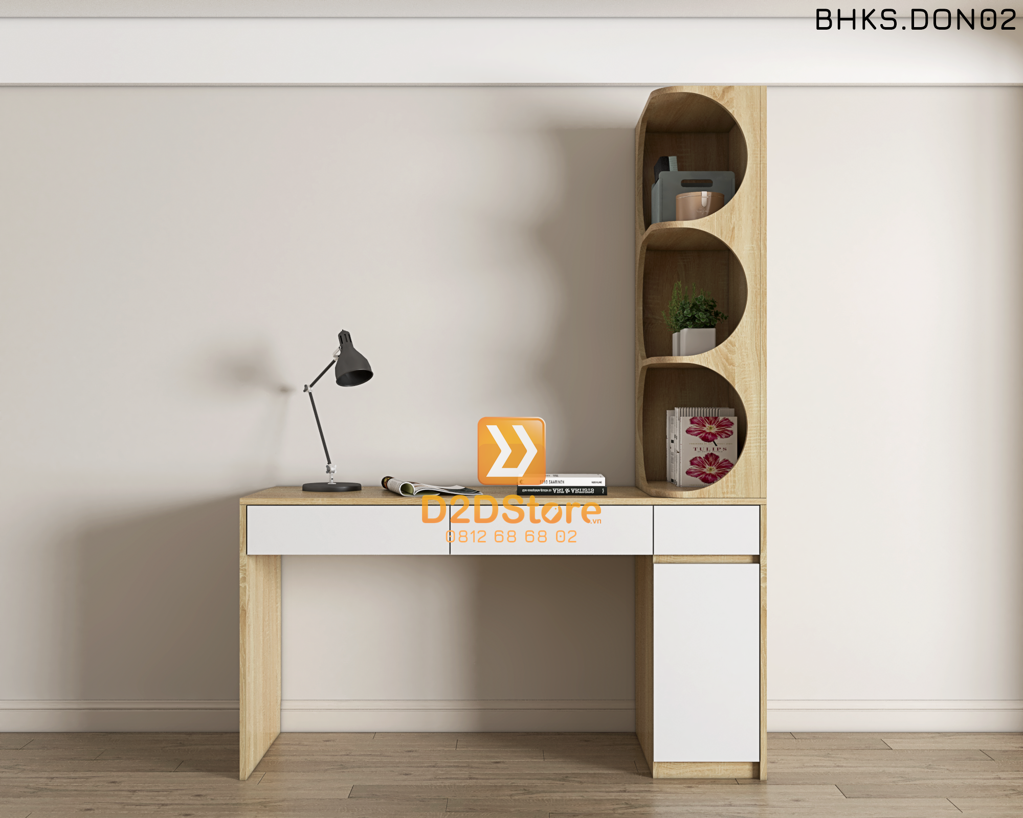  Bàn học đơn cho bé có kệ sách BHKS.DON02 
