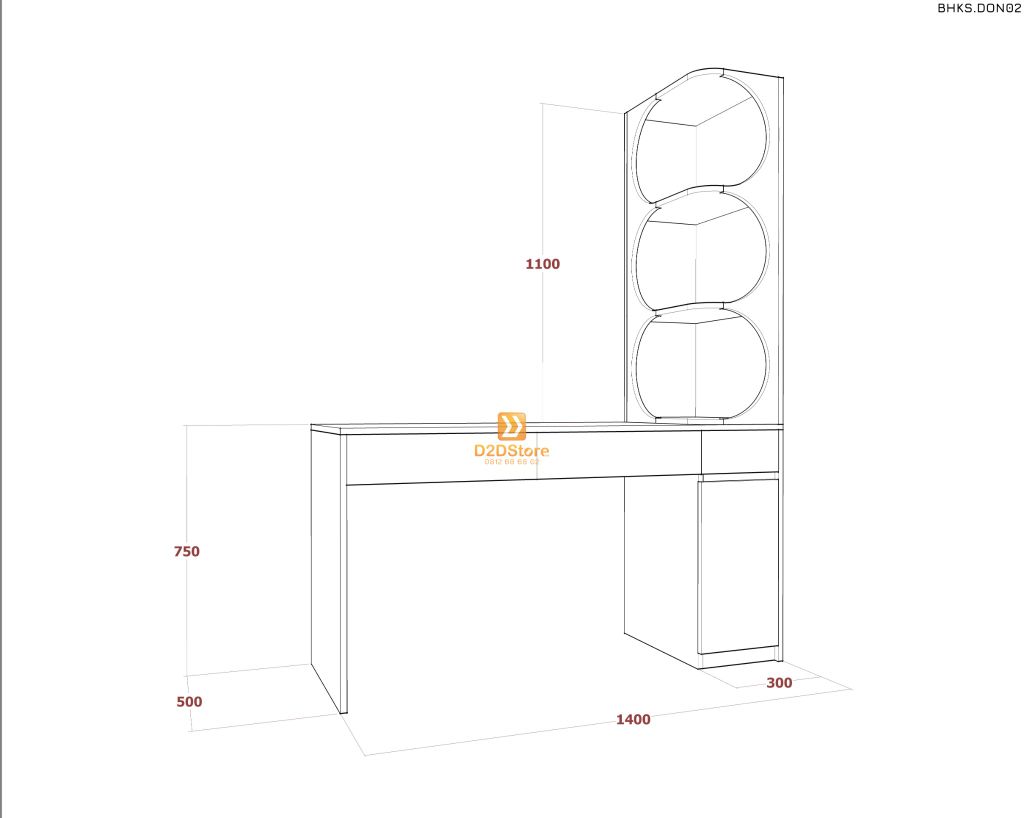 Bàn học đơn cho bé có kệ sách BHKS.DON02