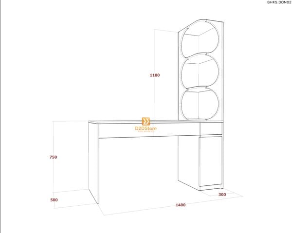 Bàn học đơn cho bé có kệ sách BHKS.DON02