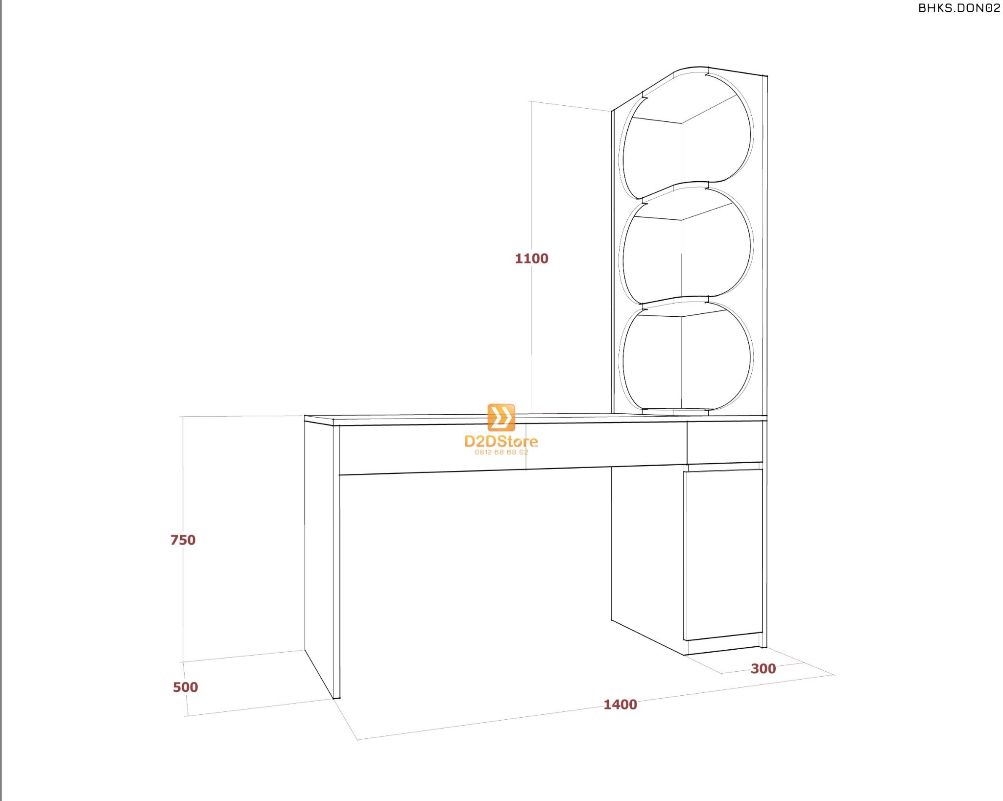  Bàn học đơn cho bé có kệ sách BHKS.DON02 