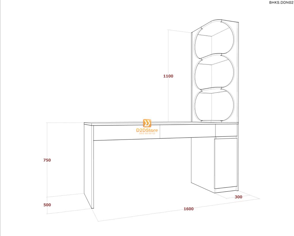 Bàn học đơn cho bé có kệ sách BHKS.DON02