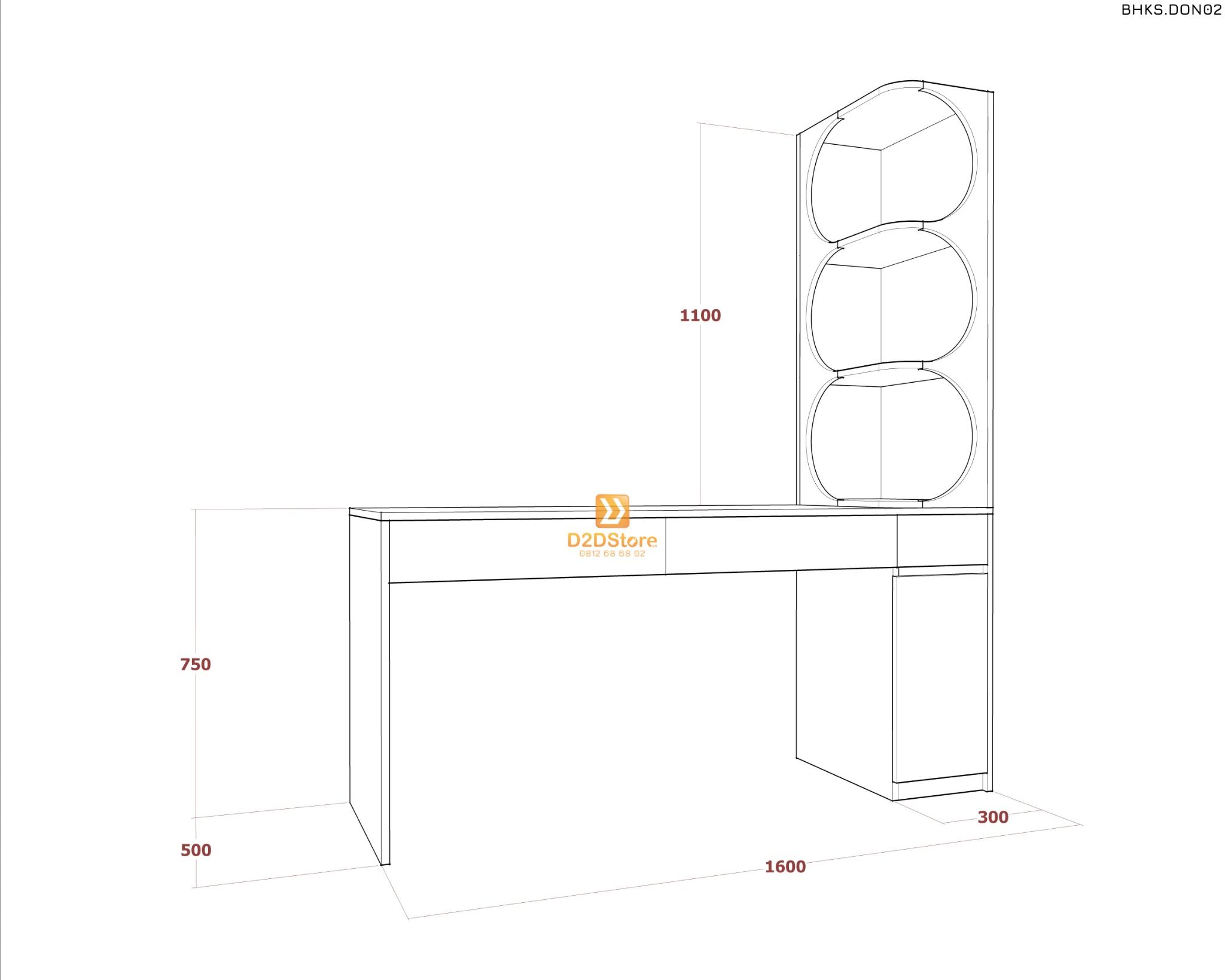  Bàn học đơn cho bé có kệ sách BHKS.DON02 