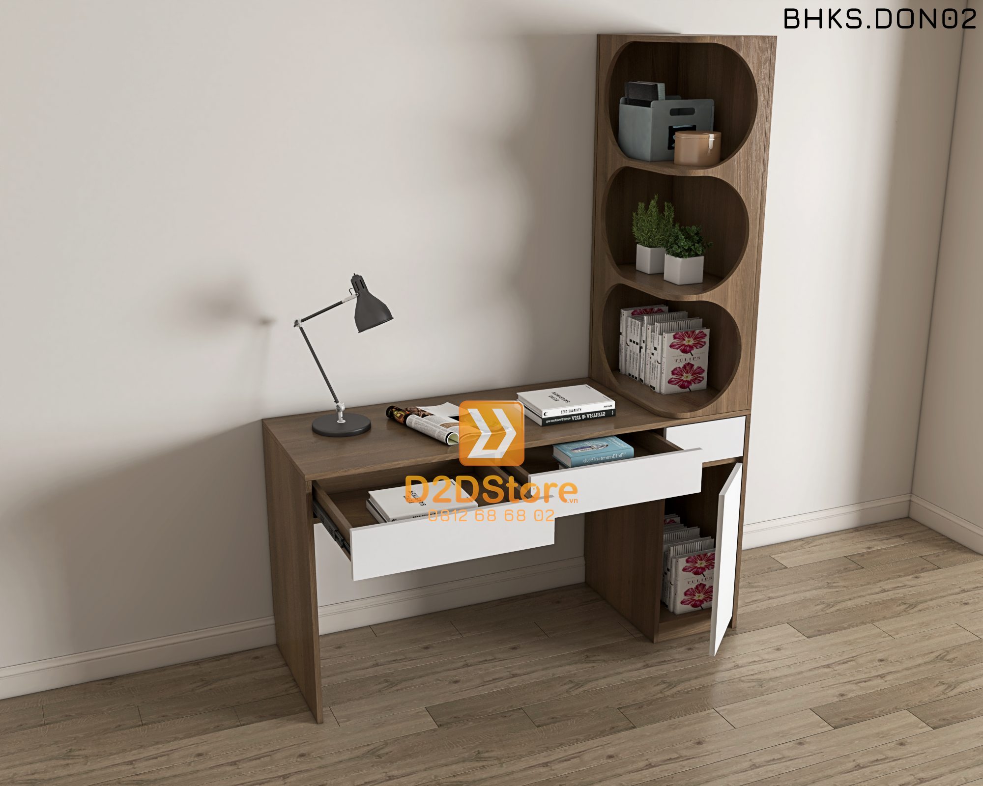  Bàn học đơn cho bé có kệ sách BHKS.DON02 