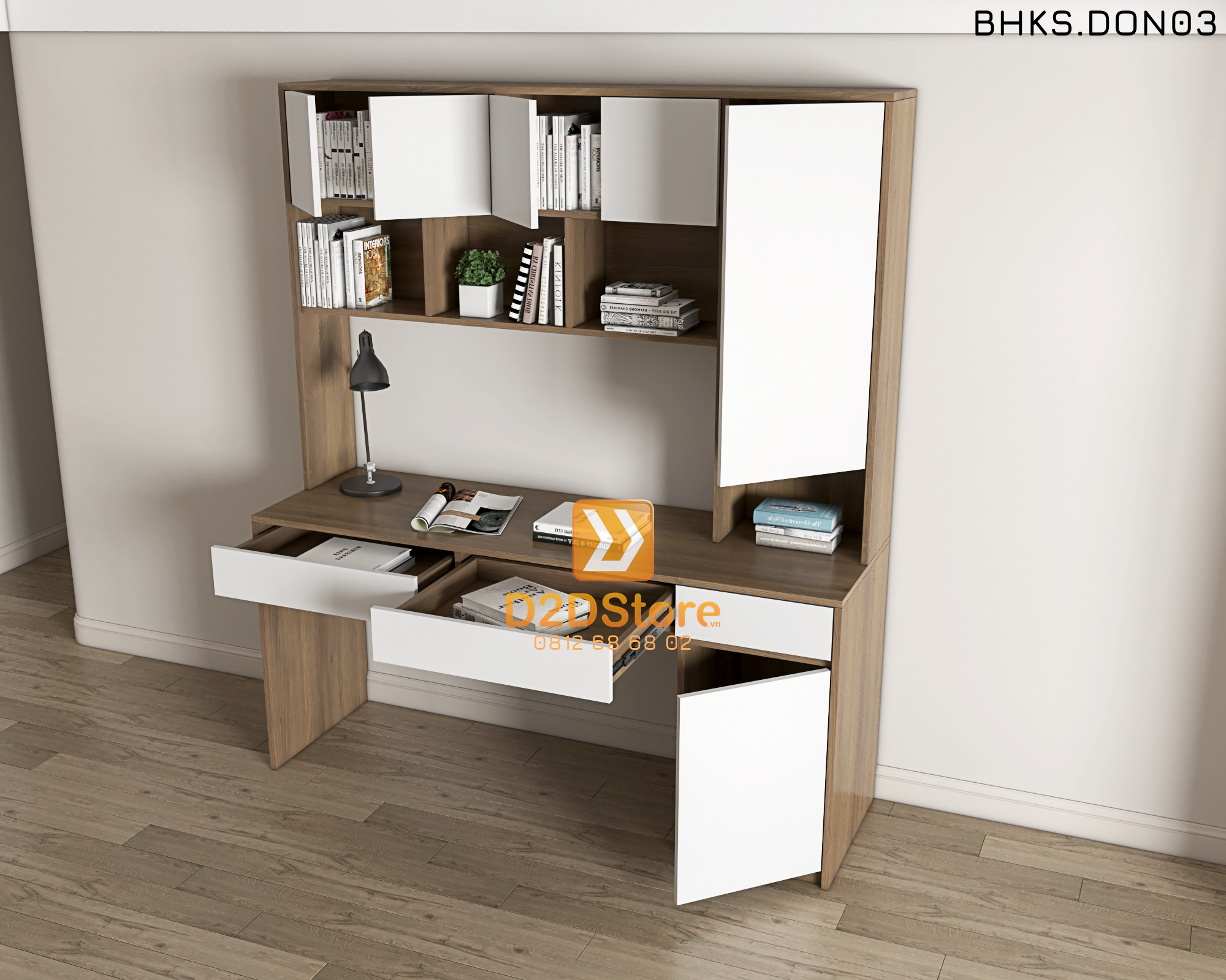  Bàn học đơn cho bé có kệ sách BHKS.DON03 