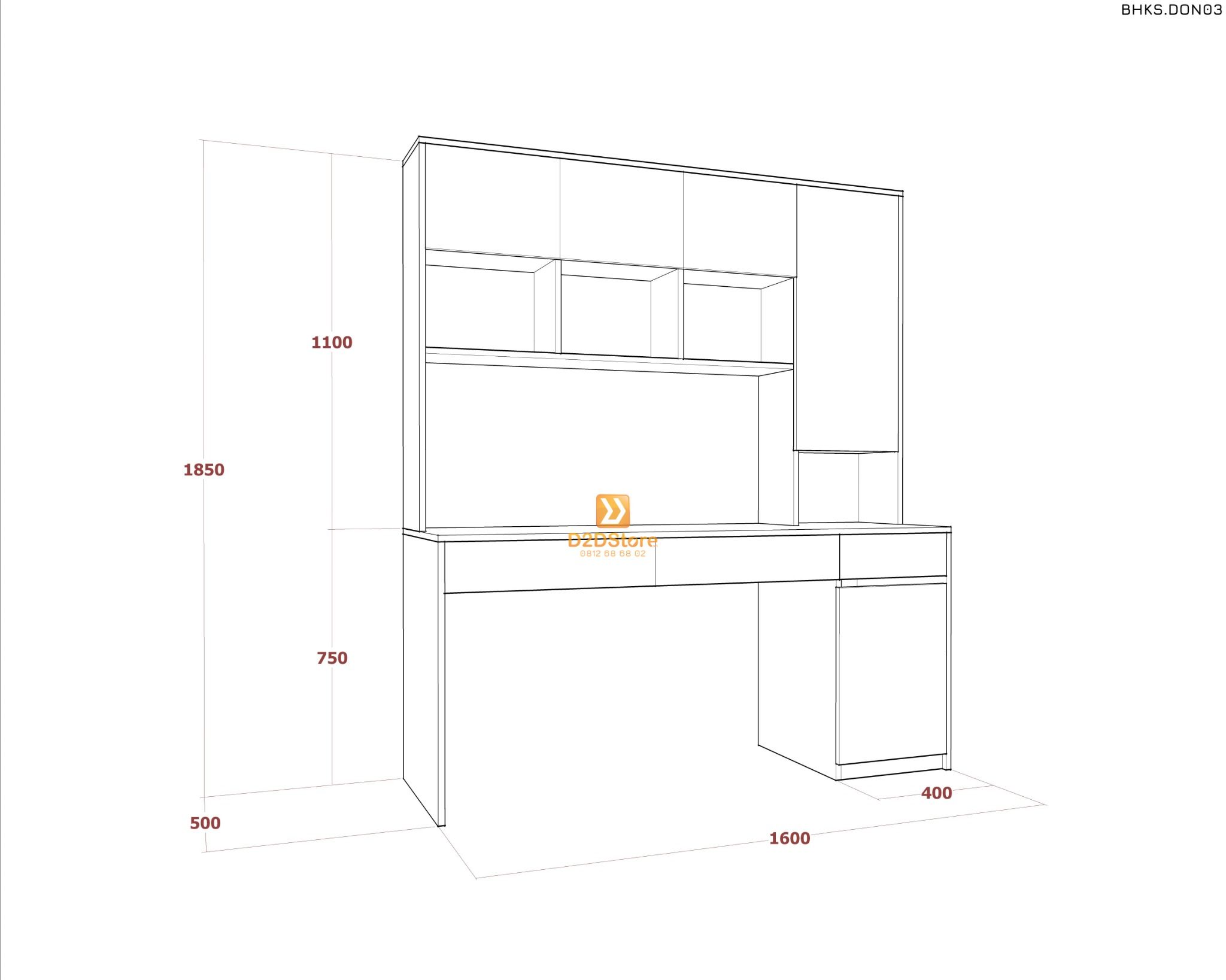  Bàn học đơn cho bé có kệ sách BHKS.DON03 