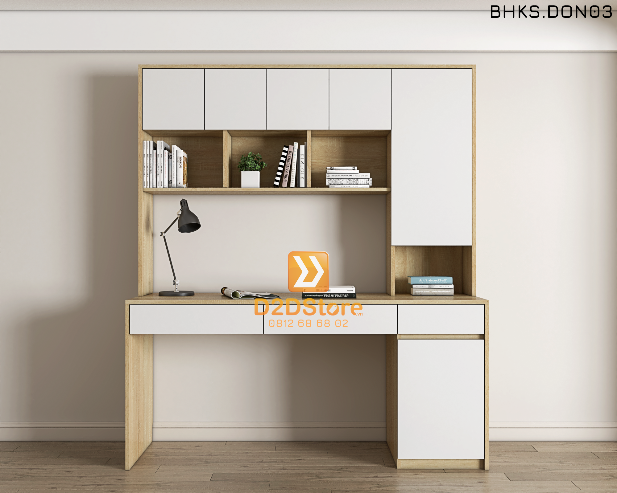  Bàn học đơn cho bé có kệ sách BHKS.DON03 