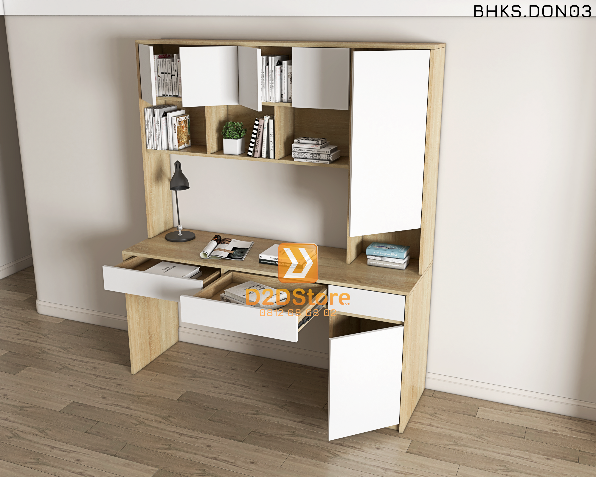  Bàn học đơn cho bé có kệ sách BHKS.DON03 